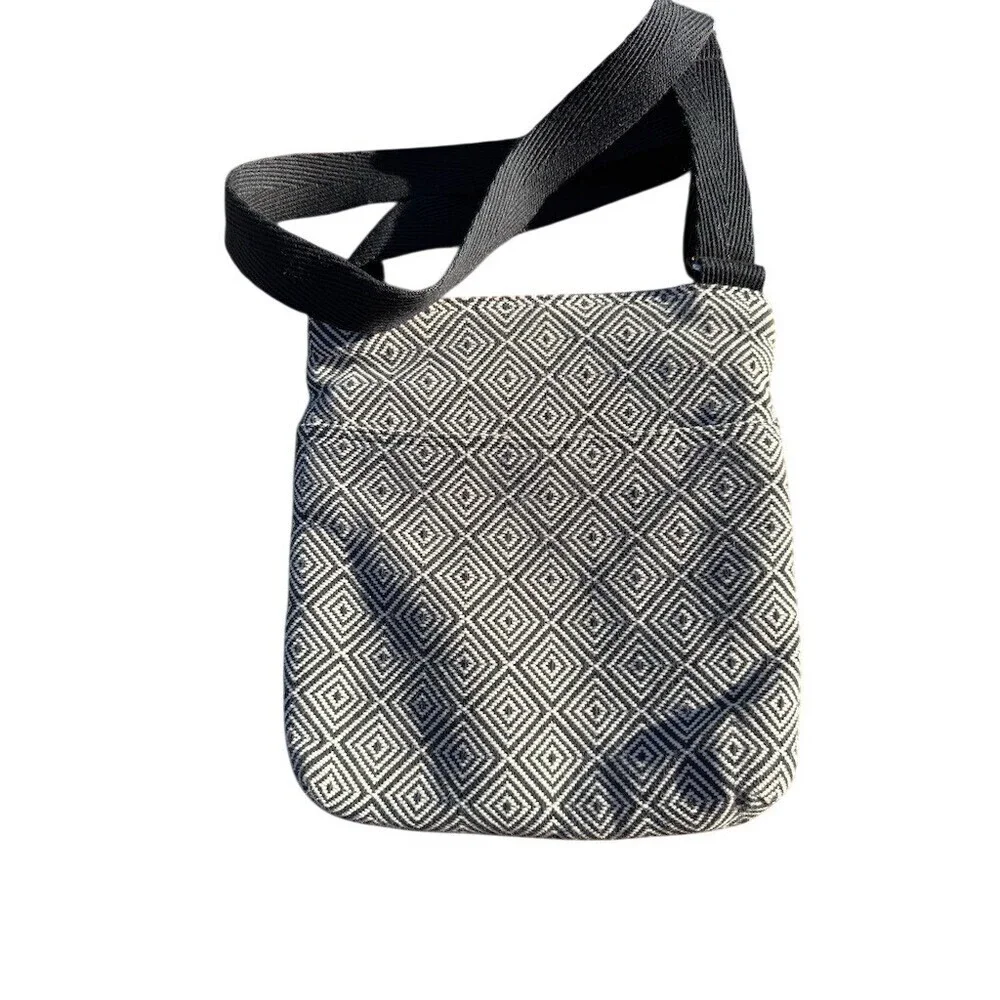 Thirty One Gifts Crossbody Organizer Bag Black White Geometric